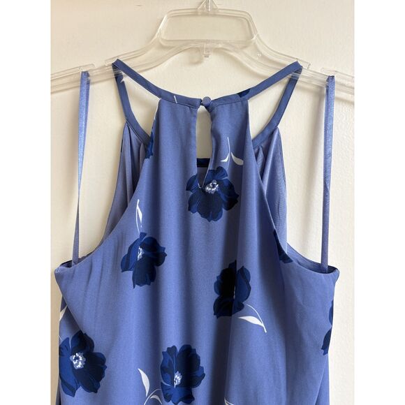 Banana Republic Blue Floral Halter Dress Spring Summer Wedding Church Work XS S - Picture 8 of 10